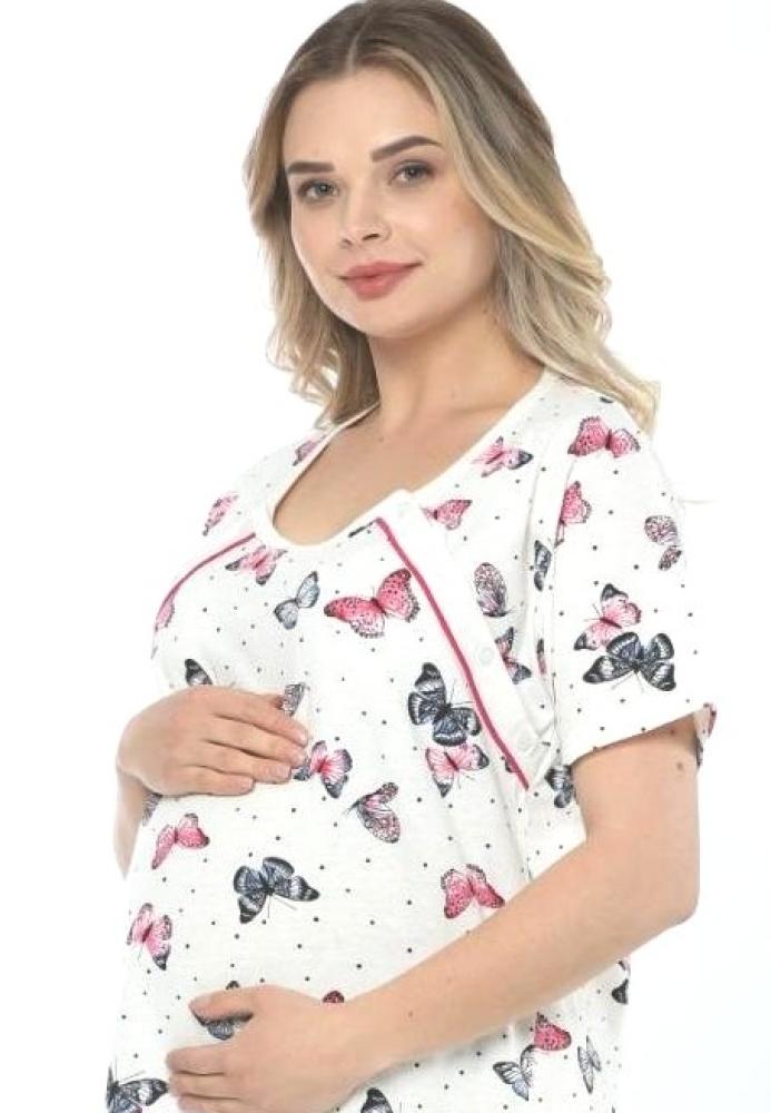 Cămașă de noapte gravide, mânecă scurtă, model fluture, Engros